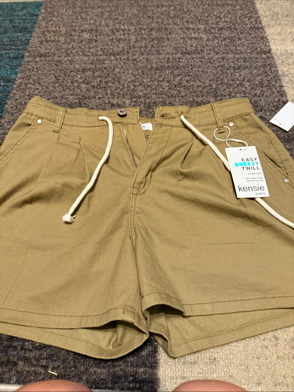 Kensie Acorn Drawstring Twill  Shorts